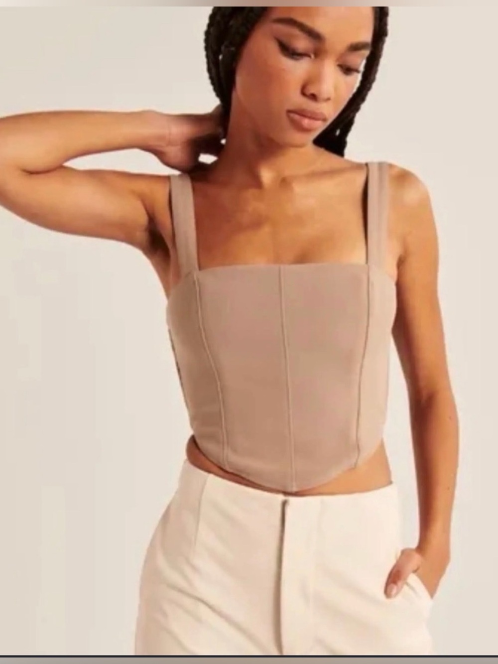 Hollister Taupe Square-Neck Corset Camisole